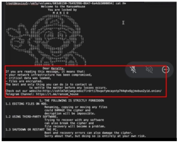 Nota de rescate de RansomHouse a Keralty